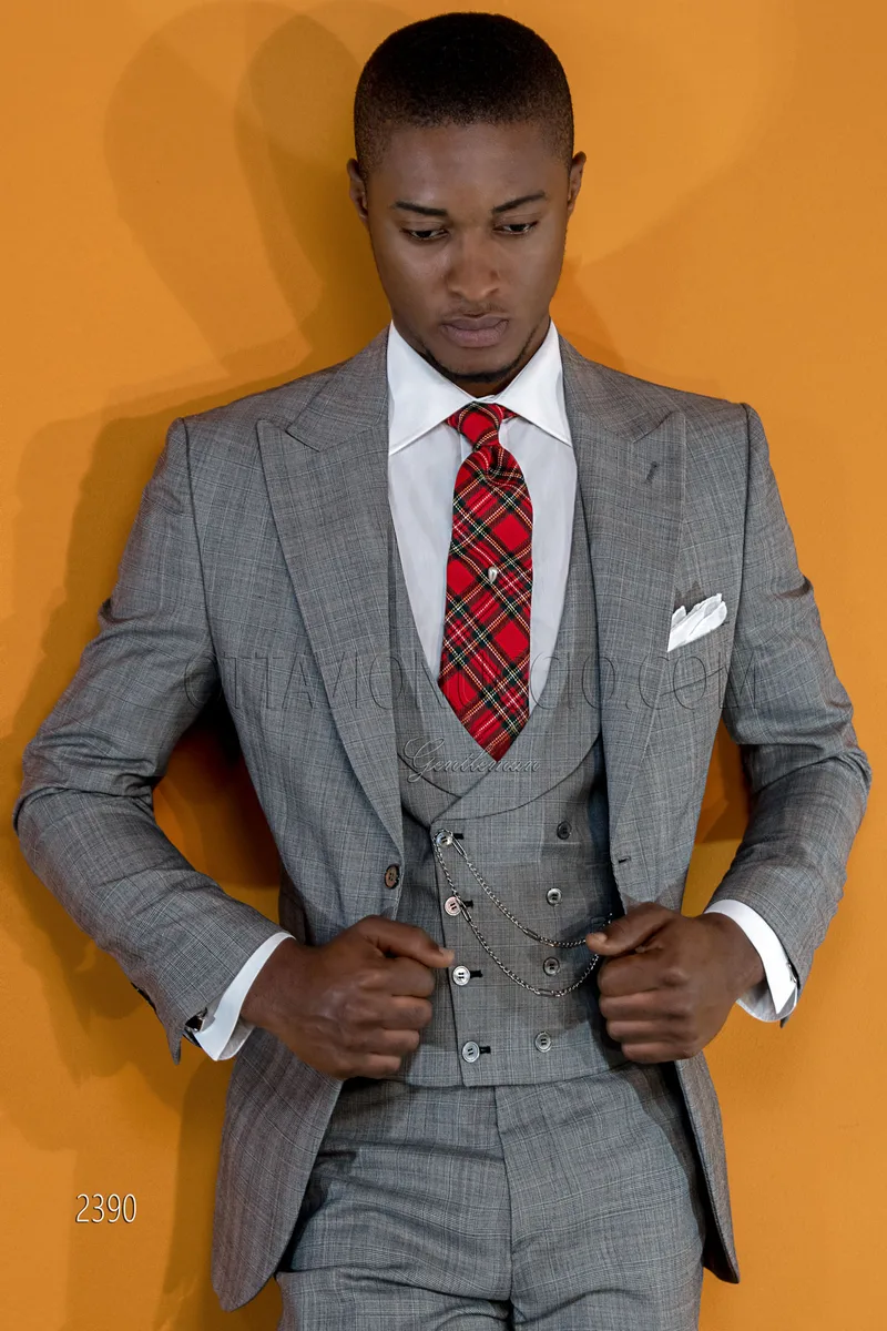 Vestito vintage cerimonia uomo principe di Galles grigio 1