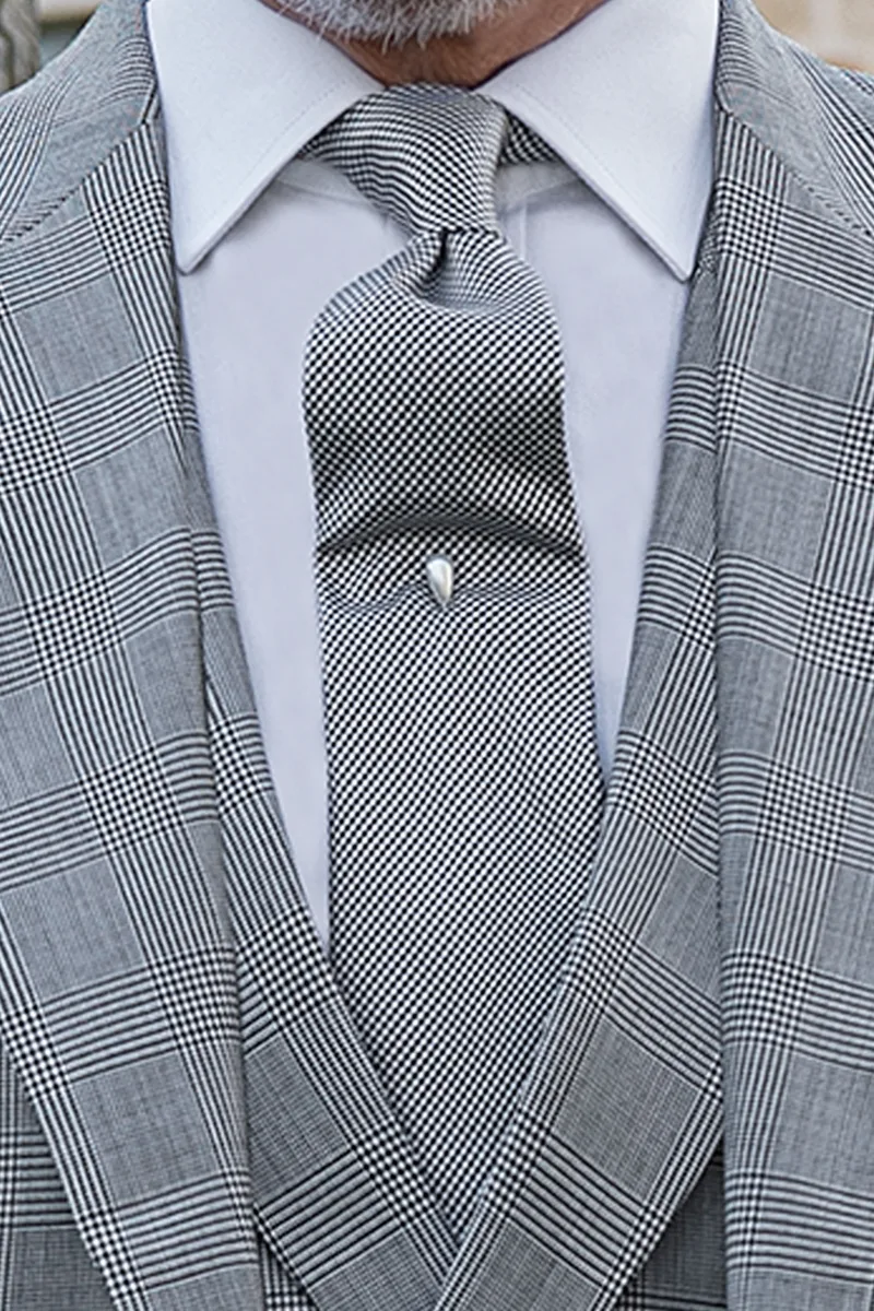 Tight moderno da sposo principe di Galles check nero 2
