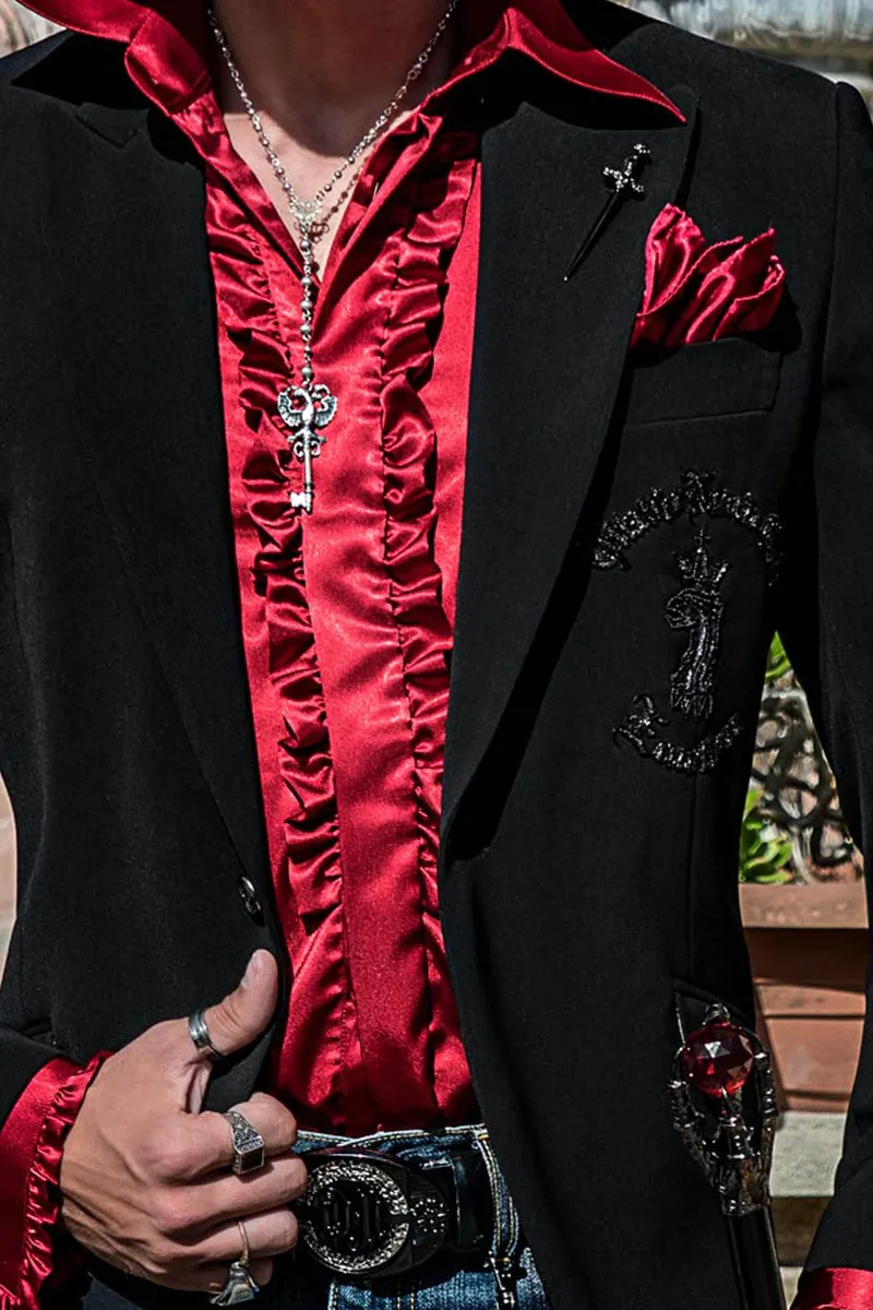 Blazer uomo nero con ricamo particolare motivi aquila 2