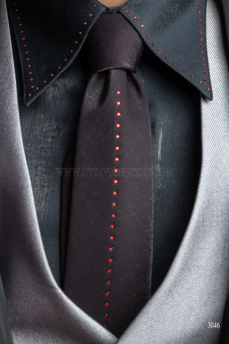 Frac bordeaux stile steampunk uomo con rever a contrasto - Disponibilità Limitata 4