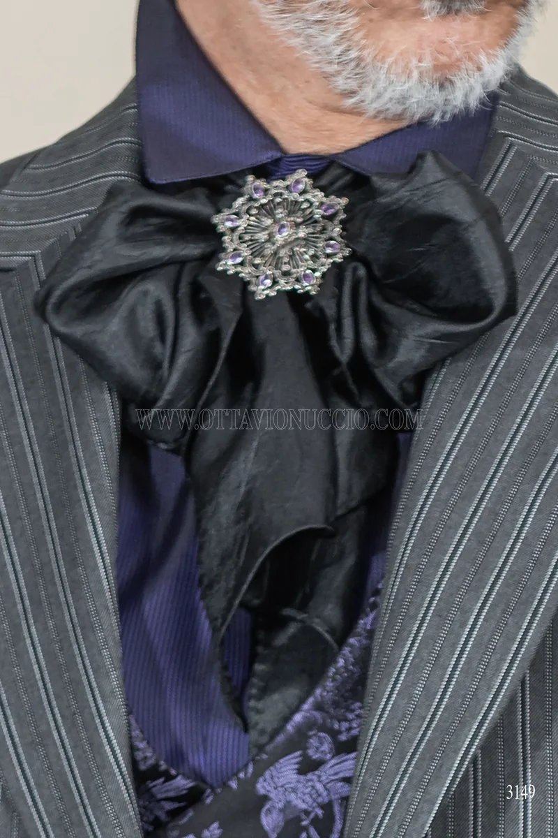Frac uomo sposo steampunk gessato grigio 4