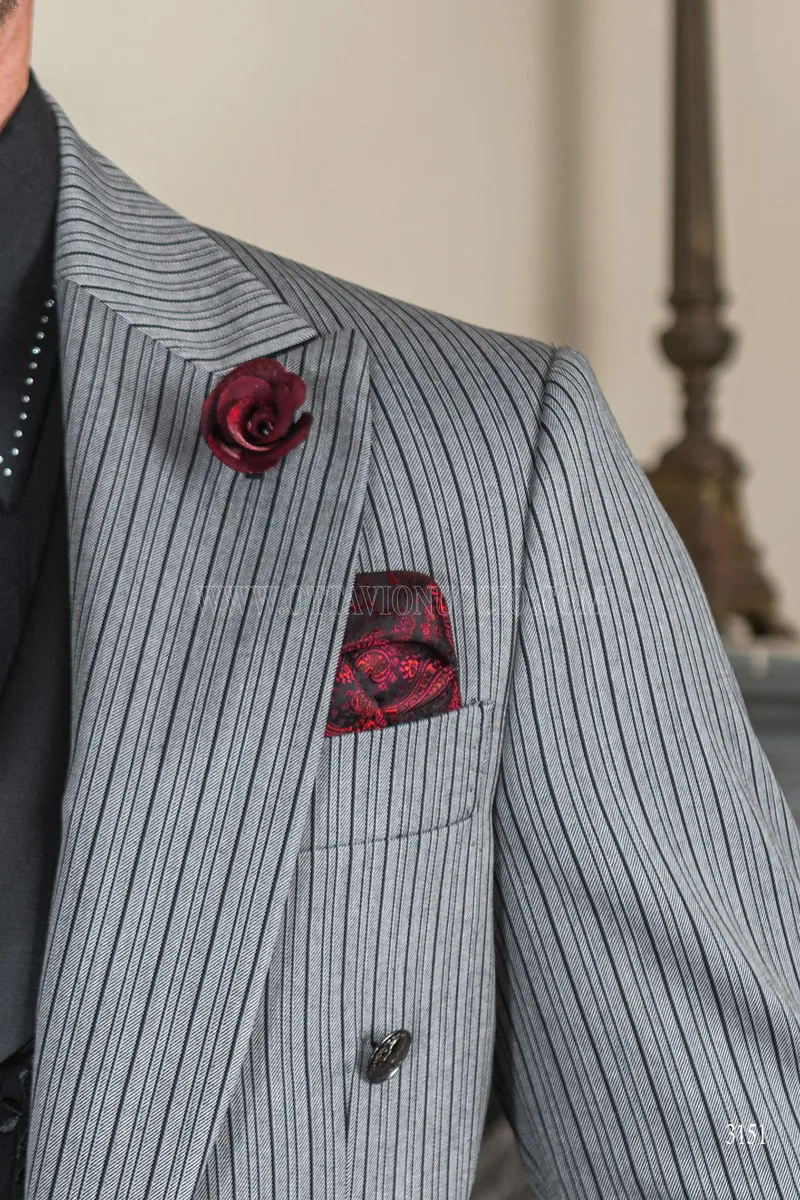 Frac uomo sposo steampunk gotico gessato grigio 6