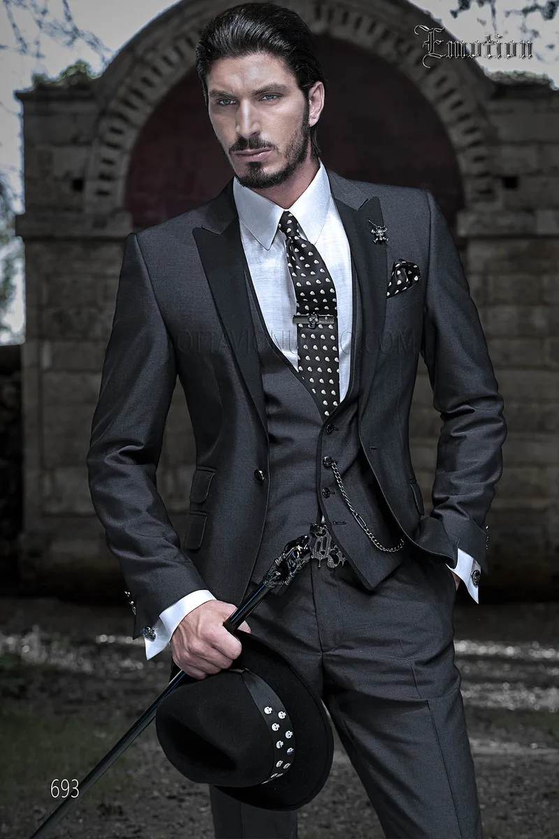 Abito Cerimonia Uomo in Misto Mohair Grigio 1