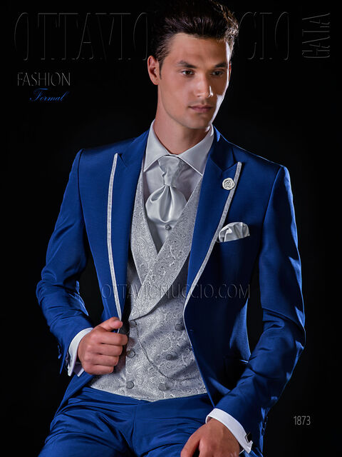 Abito sposo blu e grigio perla