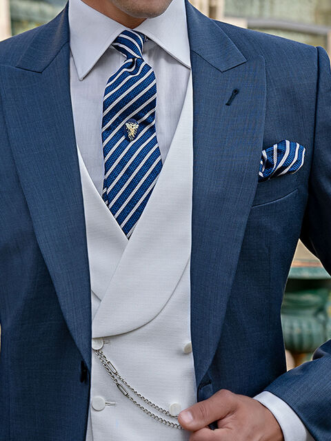 Gilet doppiopetto con microdisegni bianco