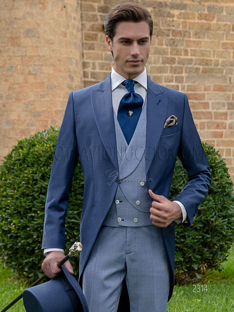 Tight sposo blu royal abbinamenti principe di Galles al tono