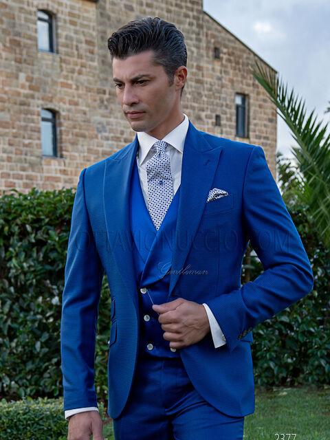 Abito uomo cerimonia fashion pied de poule blu royal