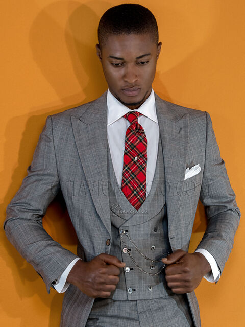Vestito vintage cerimonia uomo principe di Galles grigio