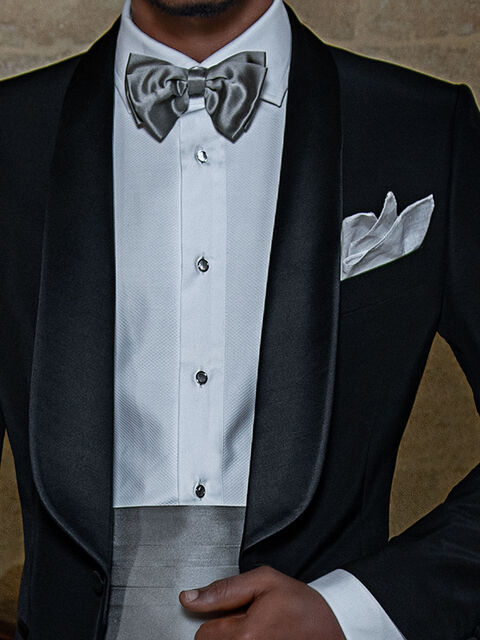 Camicia Tuxedo bianca in cotone con pettorina in piqué