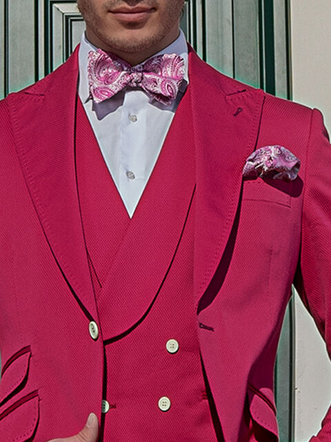 Gilet doppiopetto in piquet di cotone fucsia