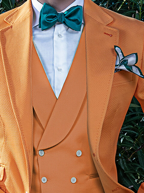 Gilet doppiopetto in piquet di cotone arancio