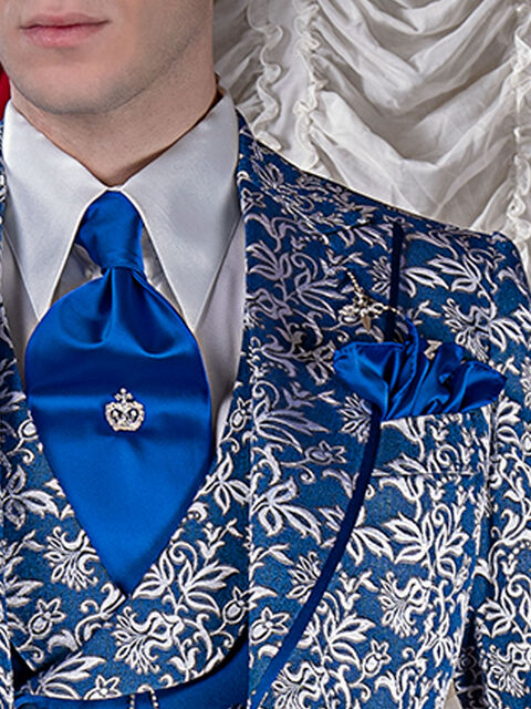 Cravattone da annodare in raso blu china