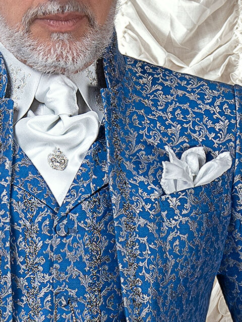 Cravattone da annodare e fazzoletto in lurex grigio perla