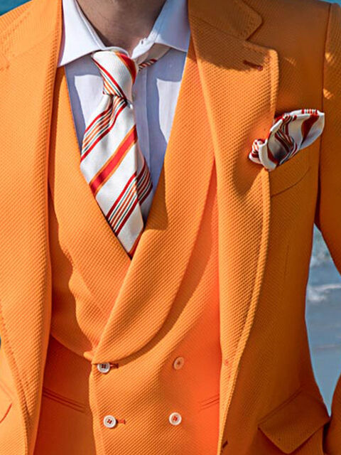 Gilet doppiopetto in piquet di cotone arancio