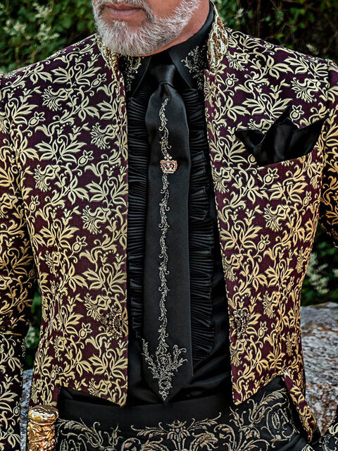 Camicia e accessori neri ricamo drago