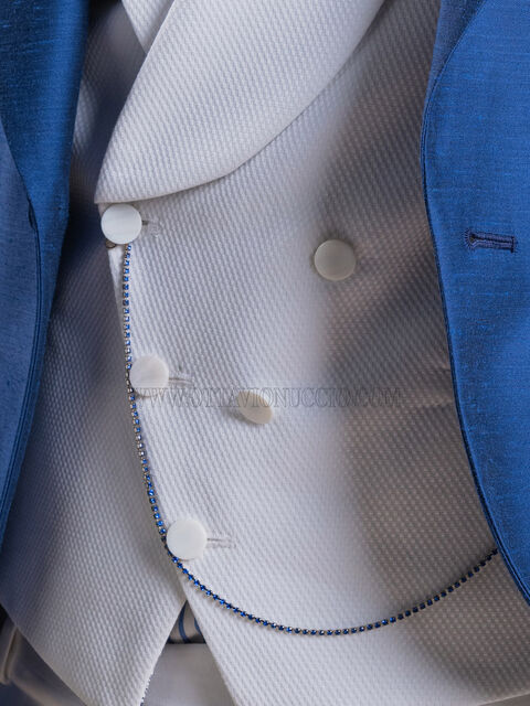 Gilet doppiopetto sciallato in piqué bianco