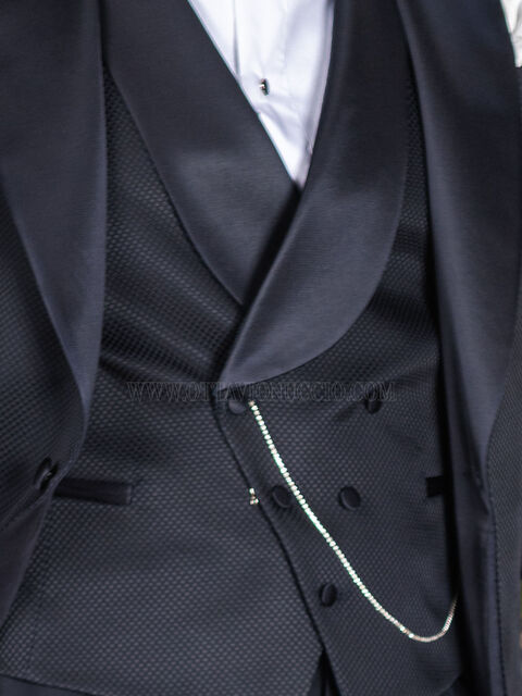 Gilet asimmetrico doppiopetto sciallato damier blu